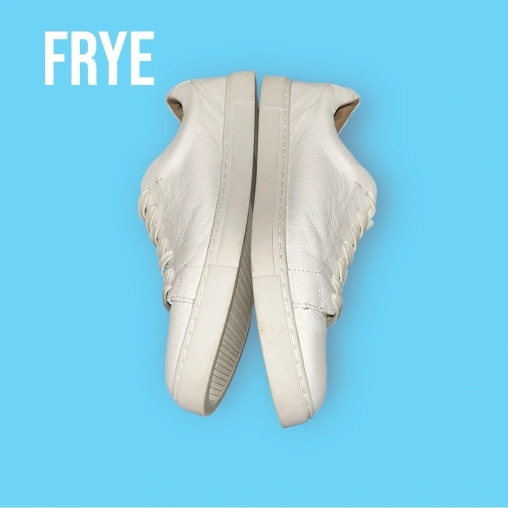 Frye Women's Tumbled Leather Ivy Low Lace Sneakers White Size 9 M